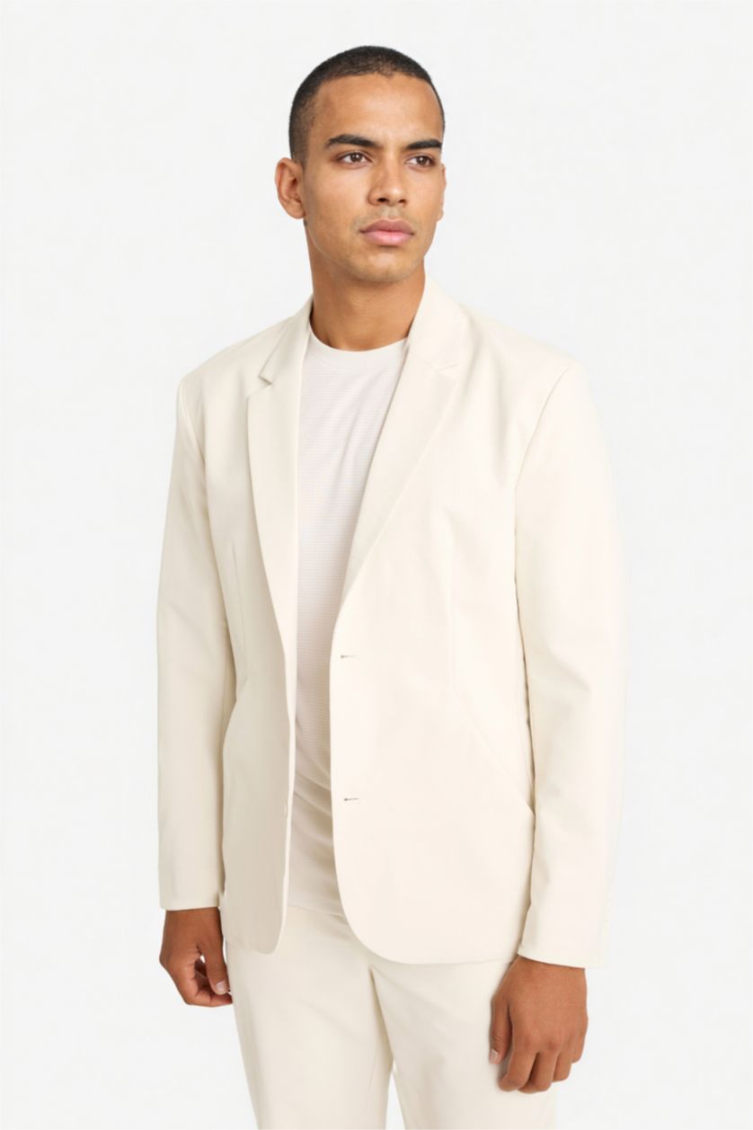 Erkek Bej Teknik Kumaştan Esnek Blazer Ceket