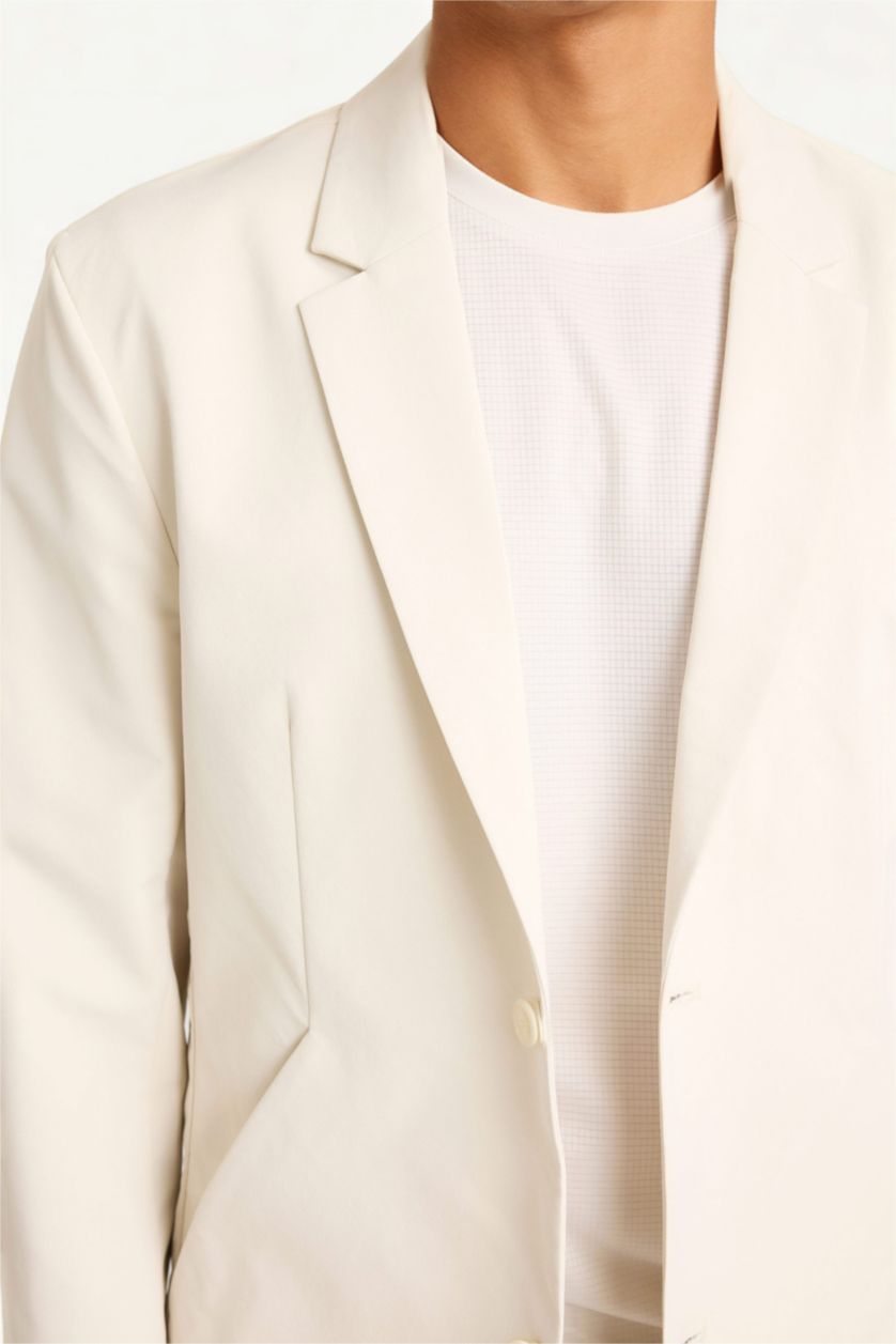 Erkek Bej Teknik Kumaştan Esnek Blazer Ceket