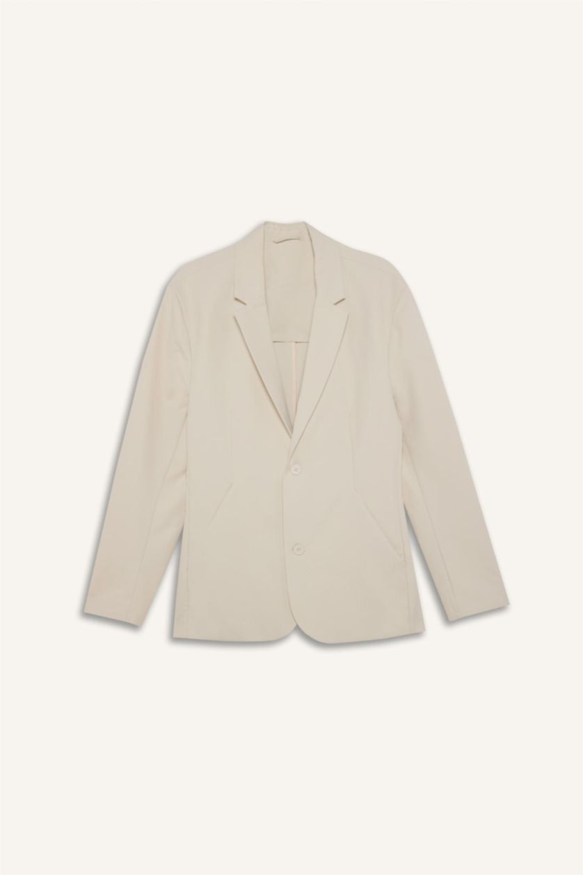 Erkek Bej Teknik Kumaştan Esnek Blazer Ceket