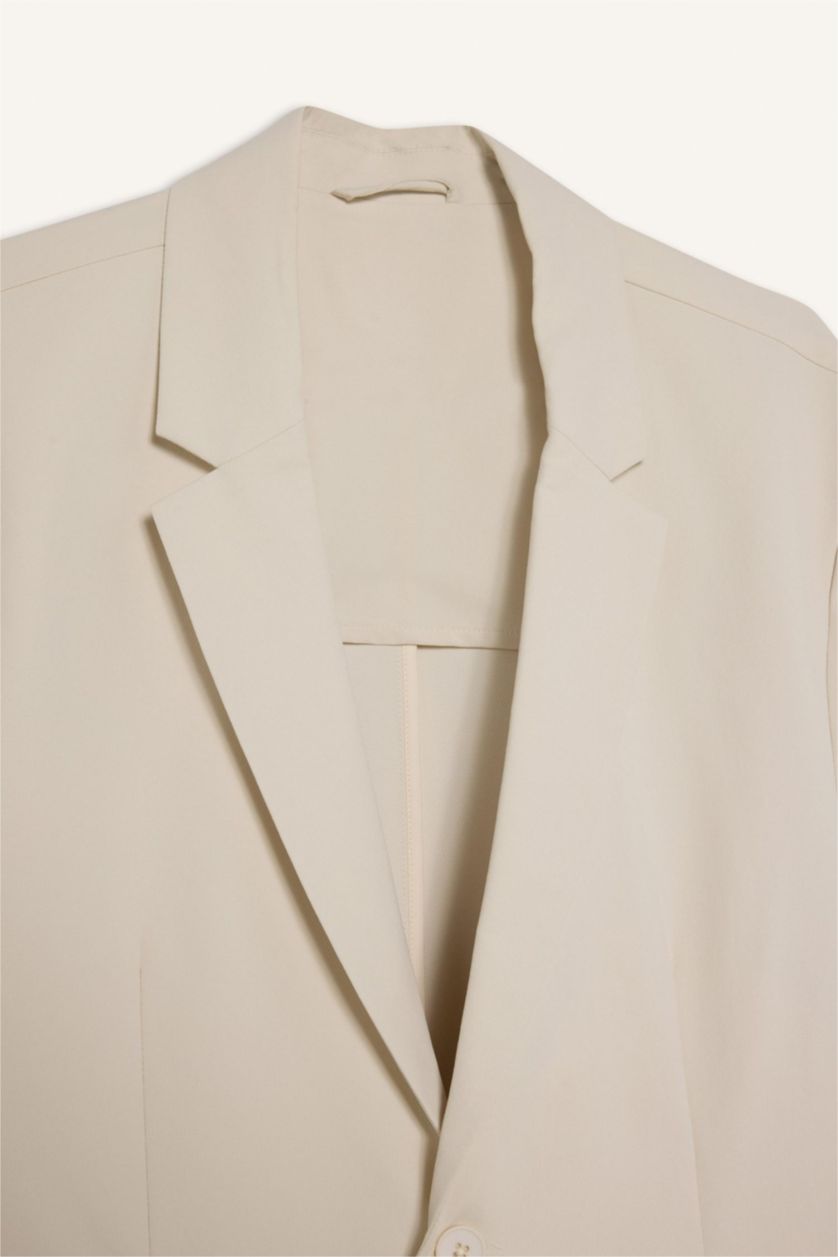 Erkek Bej Teknik Kumaştan Esnek Blazer Ceket