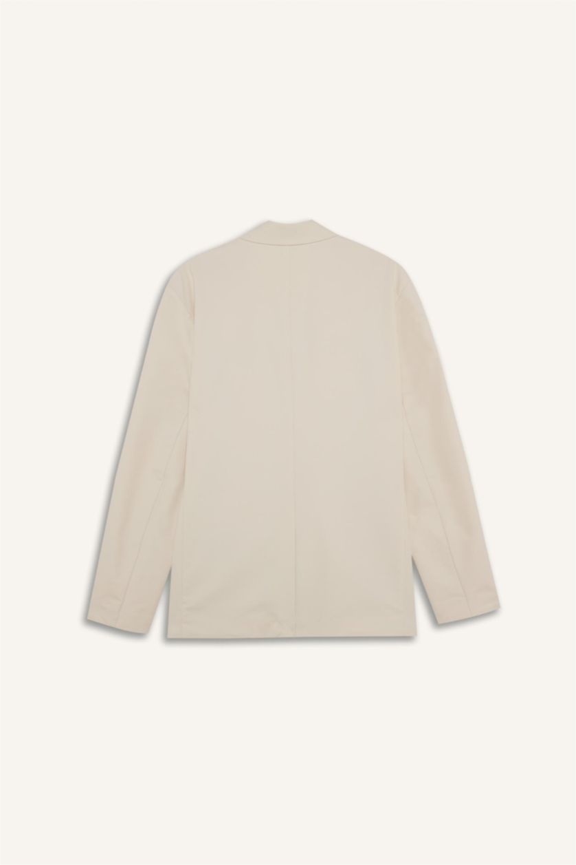 Erkek Bej Teknik Kumaştan Esnek Blazer Ceket