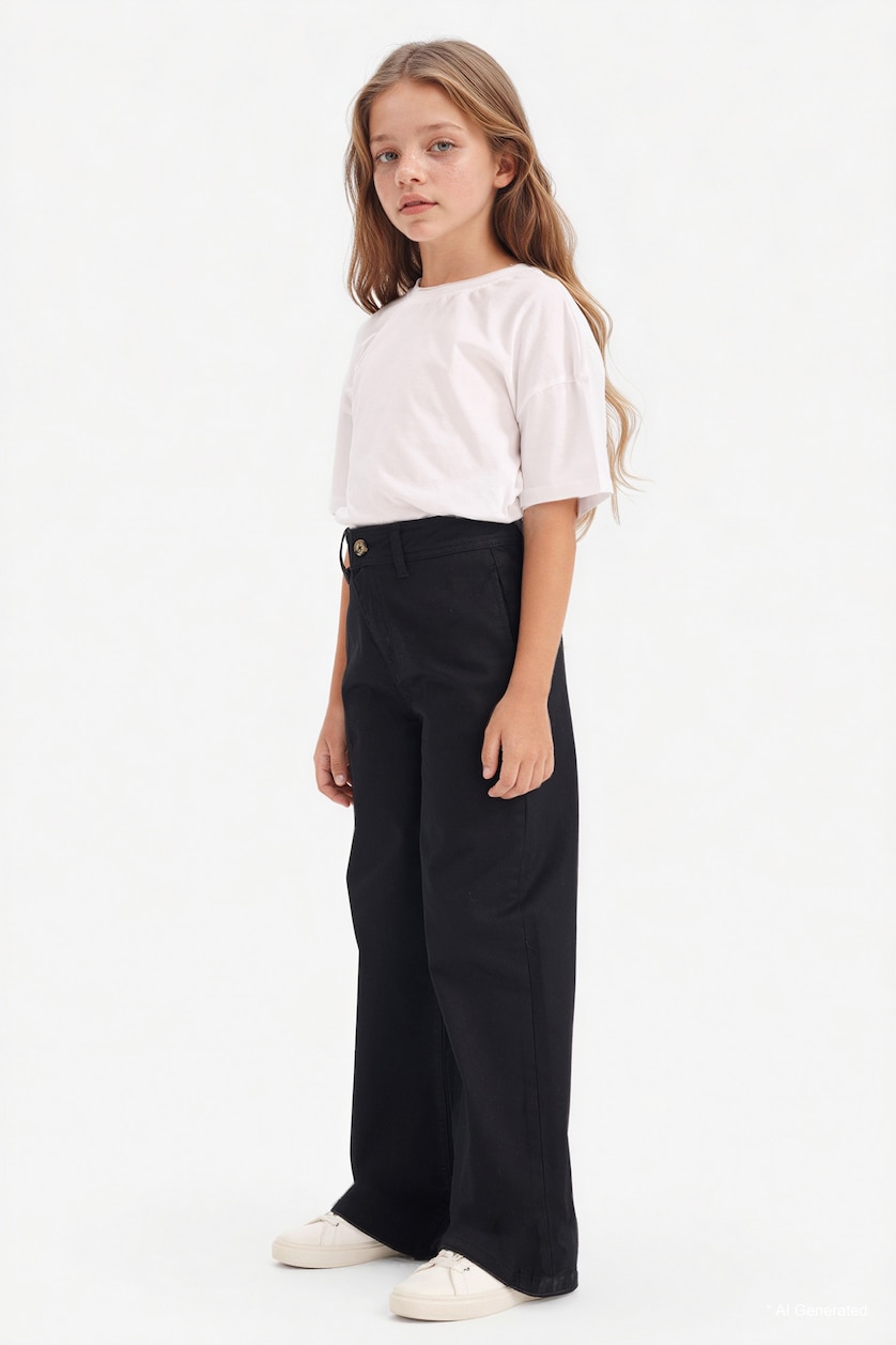 Girls & Teens Black Girl Flare Gabardine Trousers