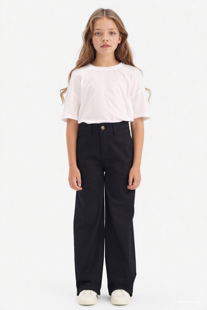 Girls & Teens Black Girl Flare Gabardine Trousers