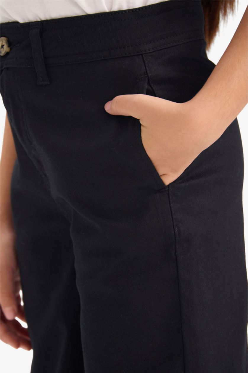 Kız Çocuk - Genç Kız Siyah Straight Fit Gabardin Pantolon Kız Çocuk