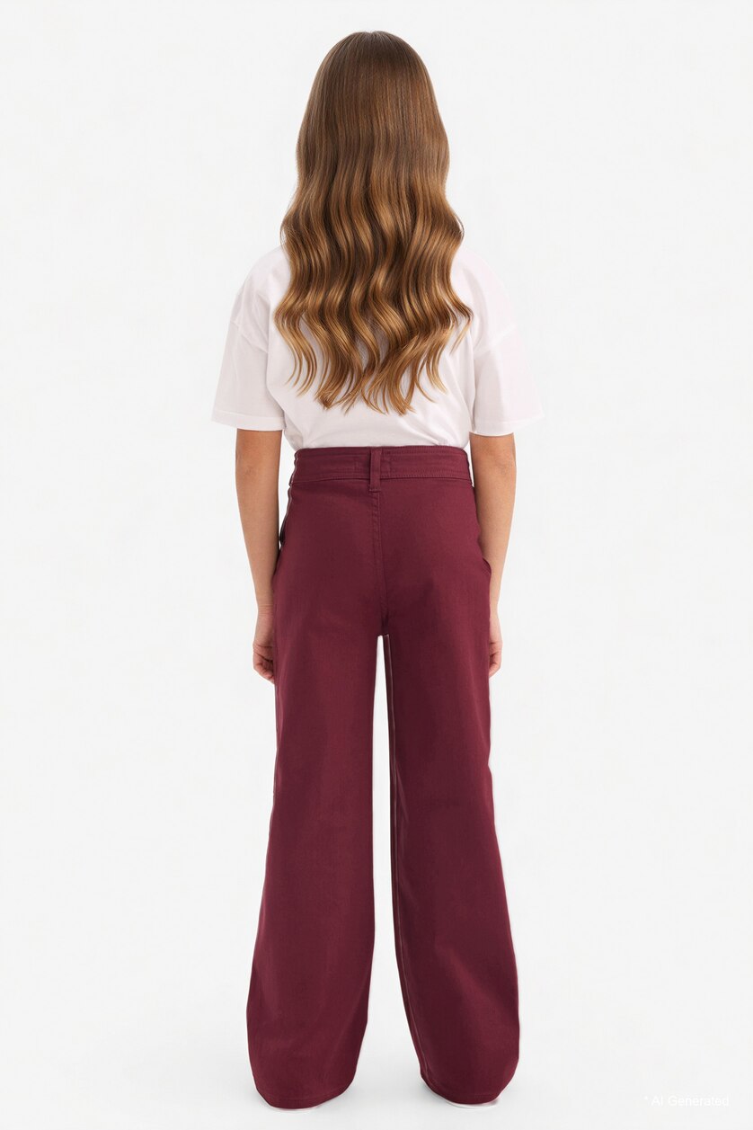 Girls & Teens Bordeaux بنطرون جبردين فلير فيت برجل واسع