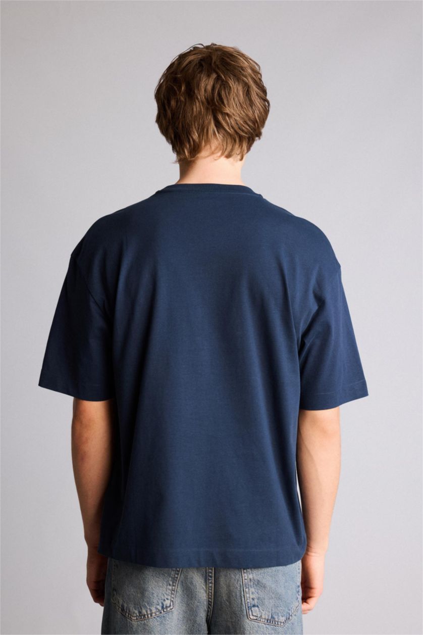 Ерлер әскери-теңіз 100% мақта Boxy Fit баспалы футболка