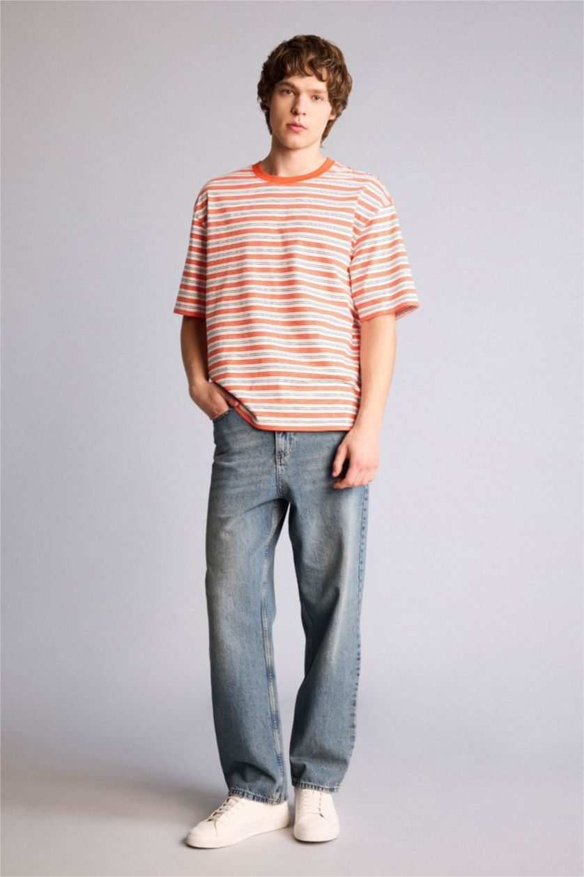 Ерлер қызғылт сары 100% мақта Boxy Fit футболка