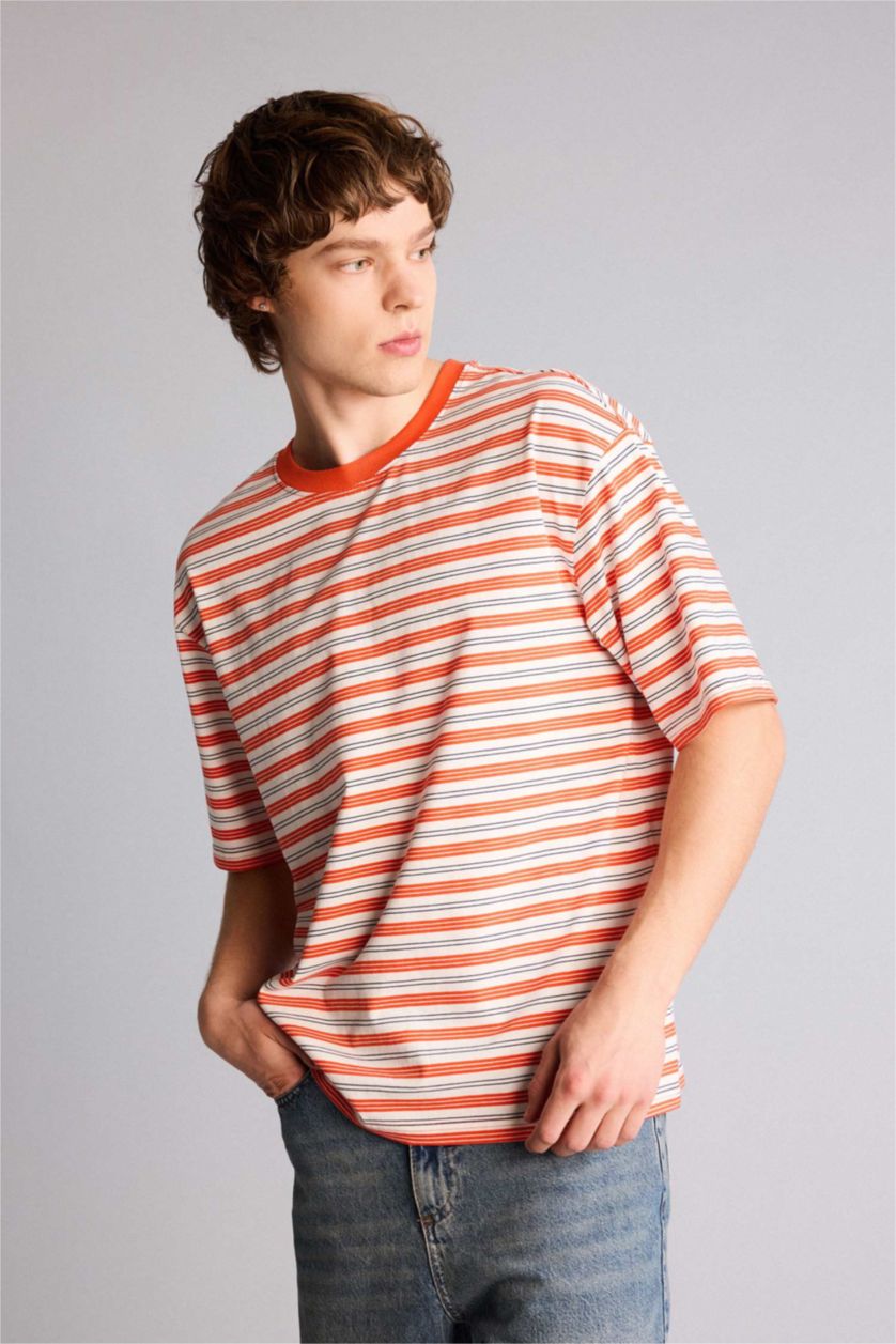 Ерлер қызғылт сары 100% мақта Boxy Fit футболка