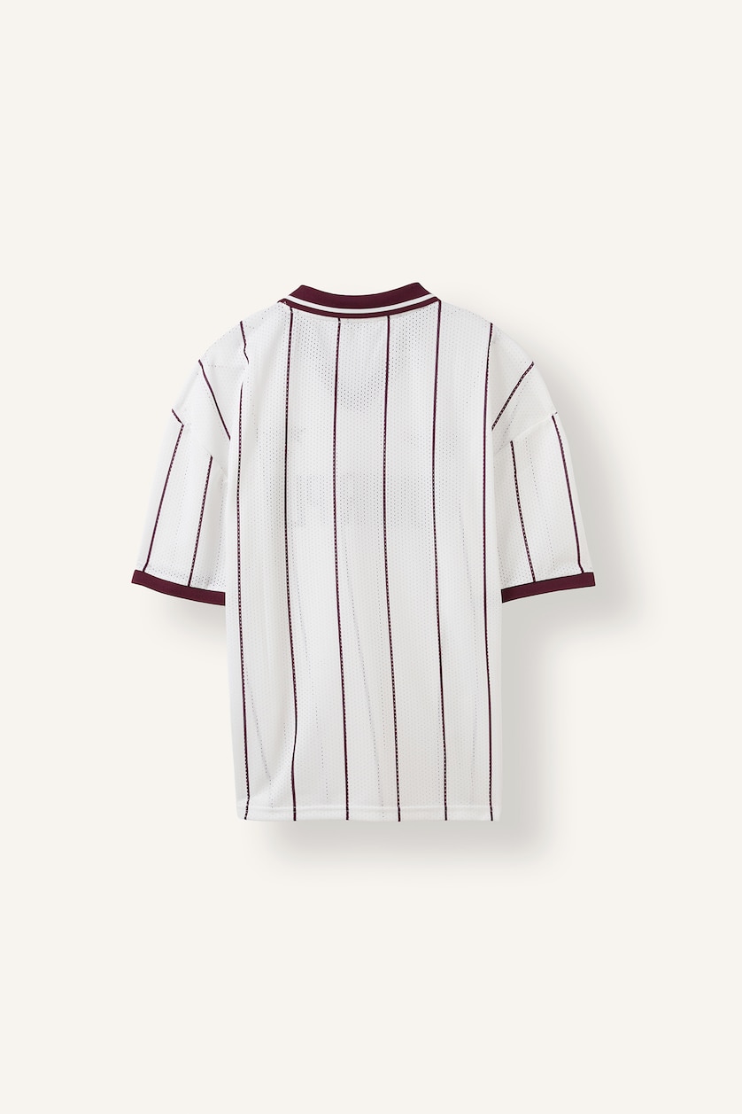 Erkek Ekru Loose Fit Baskılı Polo Tişört