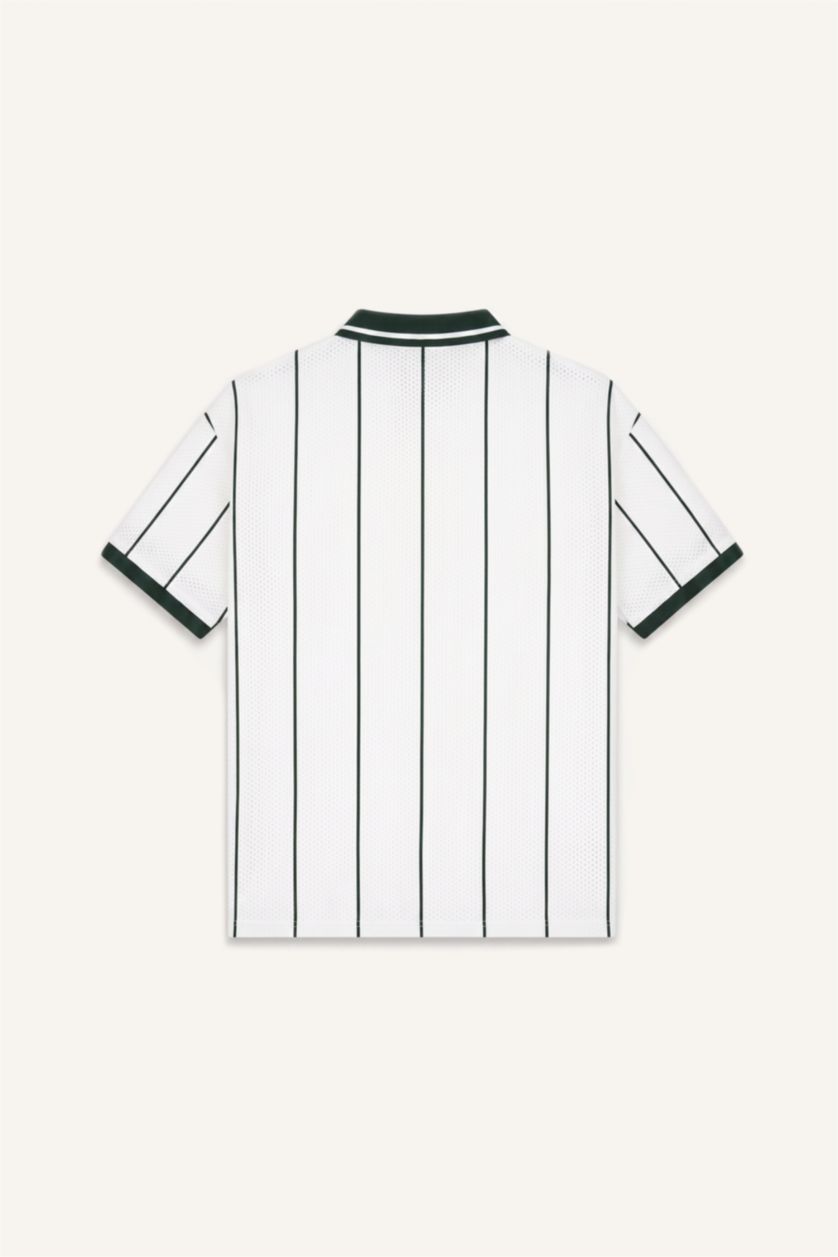 Erkek Haki Loose Fit Baskılı Polo Tişört