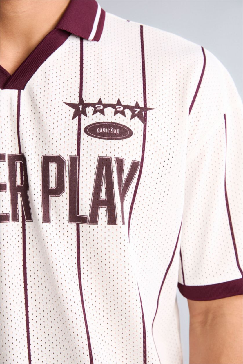 رجال بيج فاتح Loose Fit Short Sleeve Polo T-Shirt