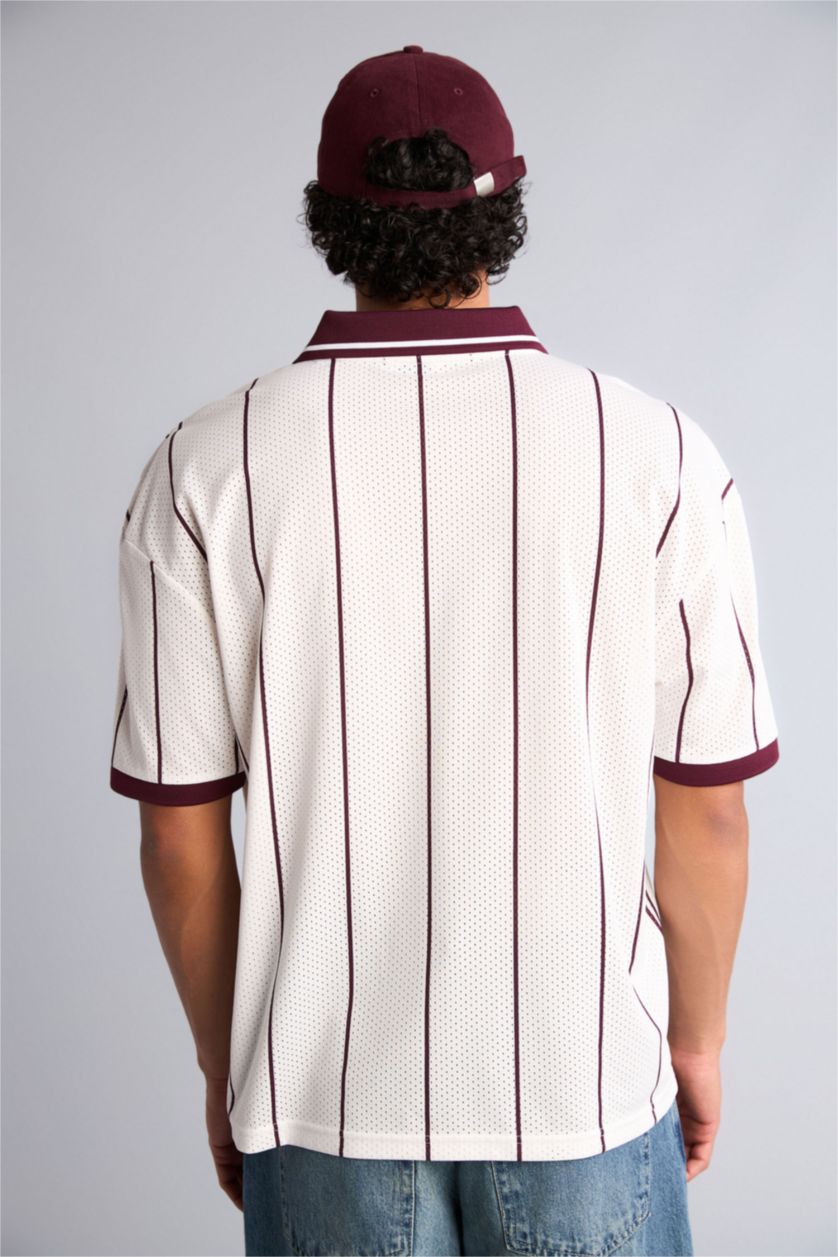 رجال بيج فاتح Loose Fit Short Sleeve Polo T-Shirt