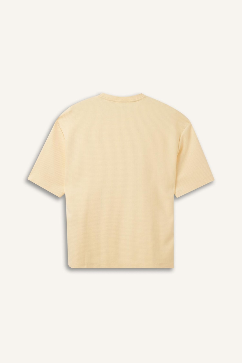 Men Light Yellow Boxy Fit Short Sleeve T-Shirt