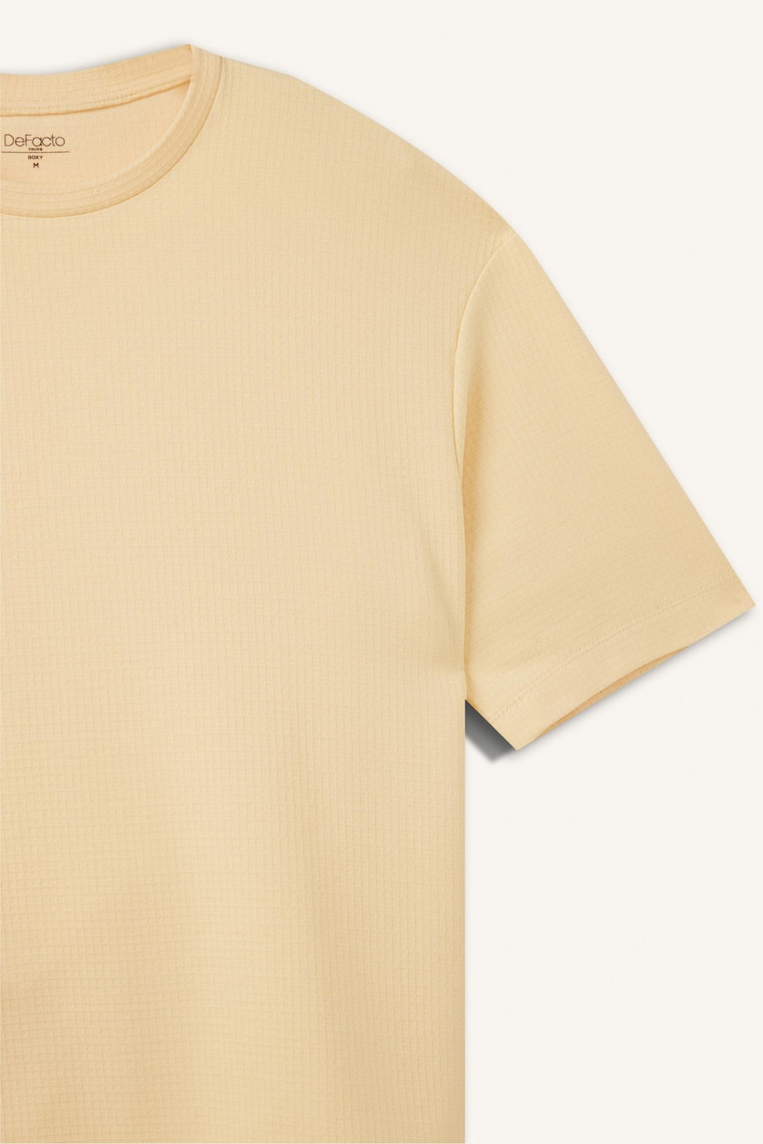 Men Light Yellow Boxy Fit Short Sleeve T-Shirt