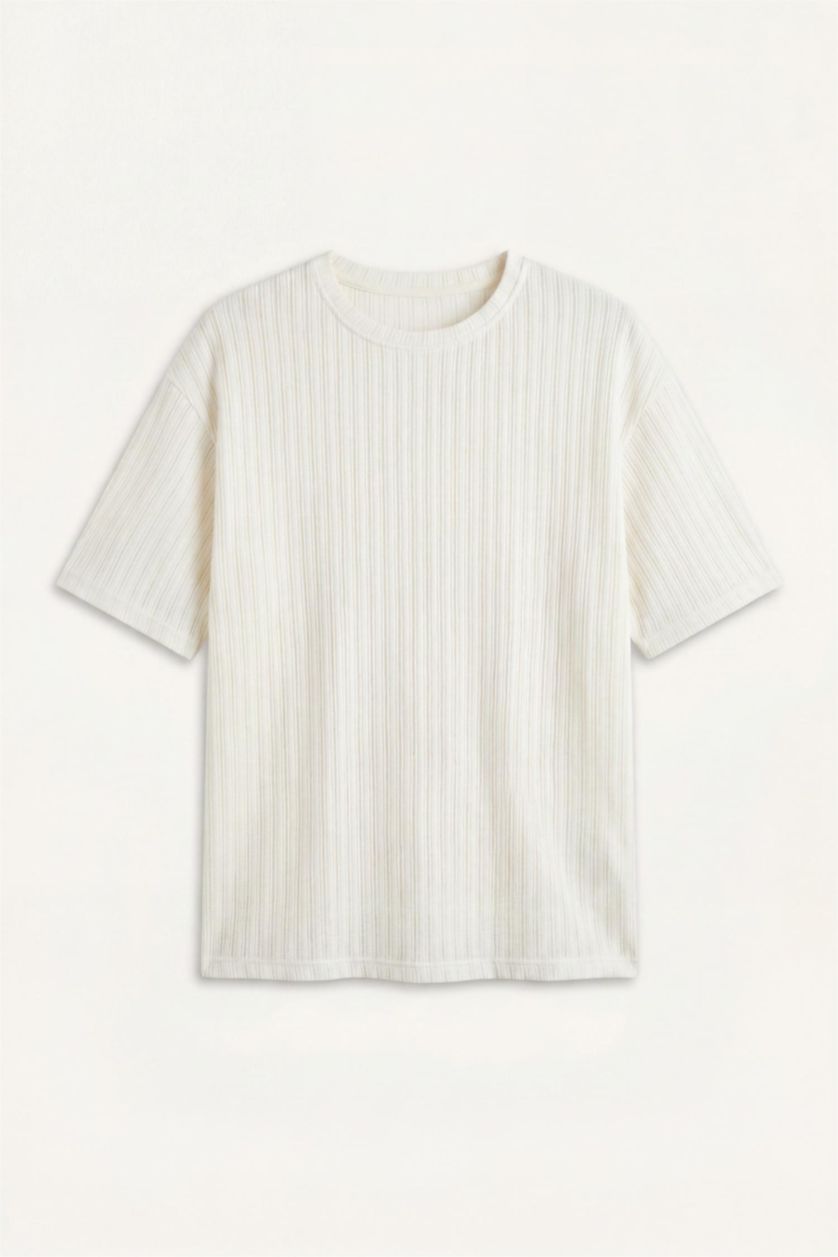 MAN Ecru Boxy Fit Short Sleeve T-Shirt