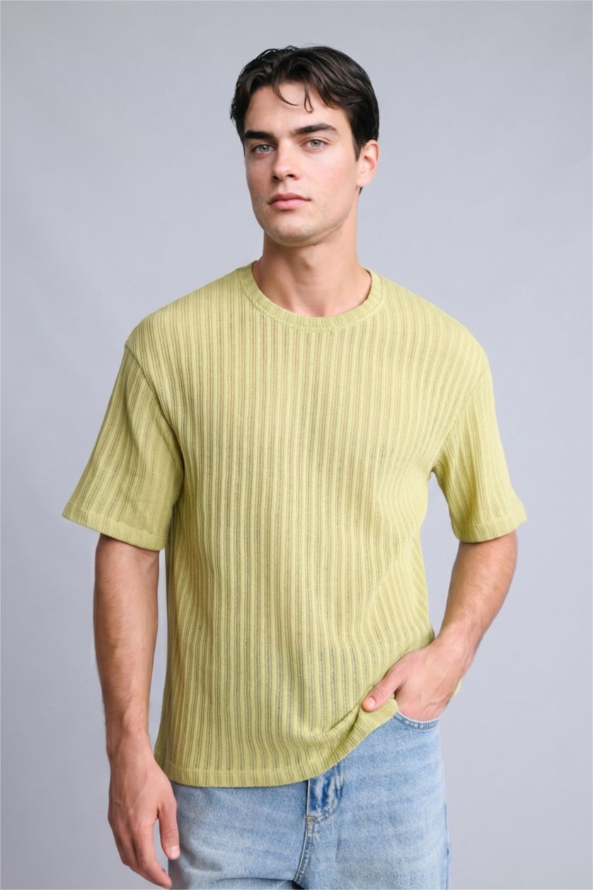 Erkek Yeşil Boxy Fıt Kısa Kollu Tişört