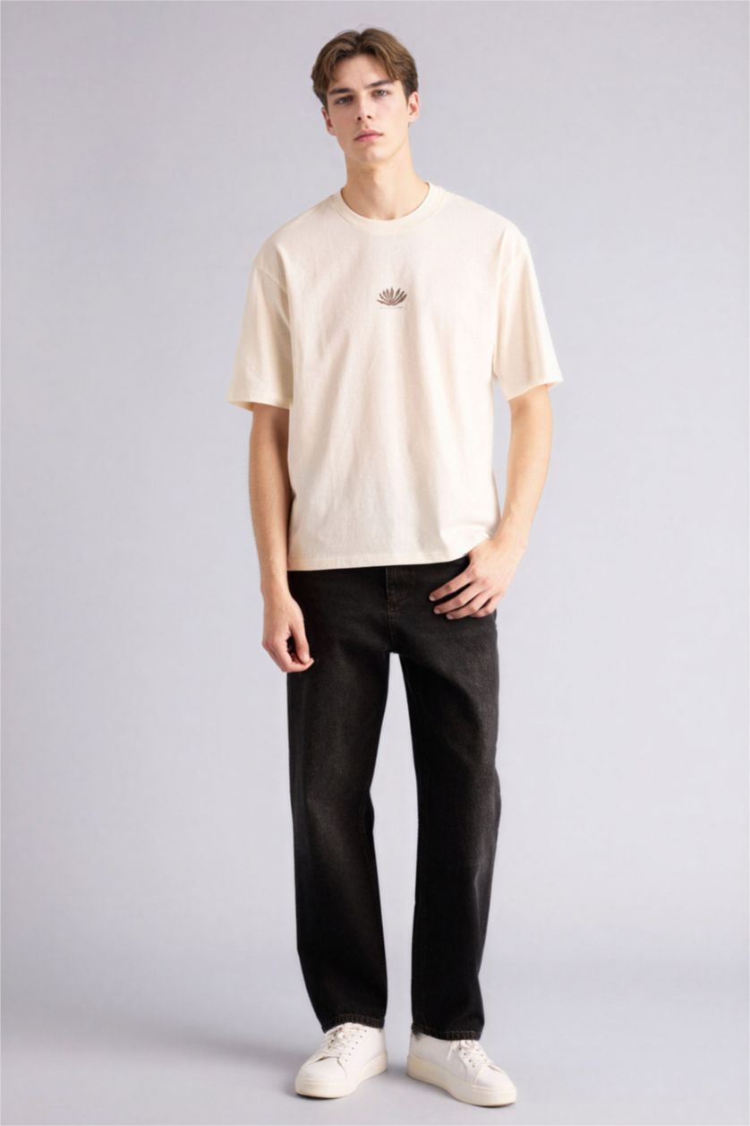 رجال بيج فاتح تيشيرت 100% قطن اوفر سايز مطبوع