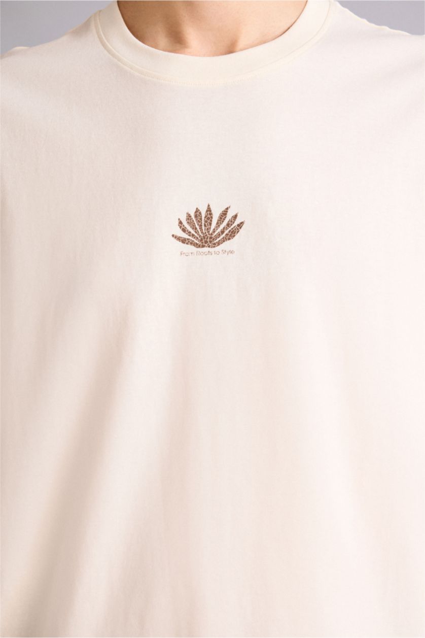 رجال بيج فاتح تيشيرت 100% قطن اوفر سايز مطبوع