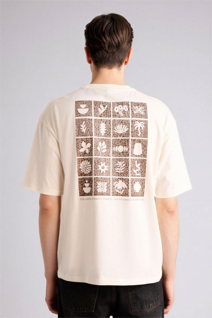 رجال بيج فاتح تيشيرت 100% قطن اوفر سايز مطبوع