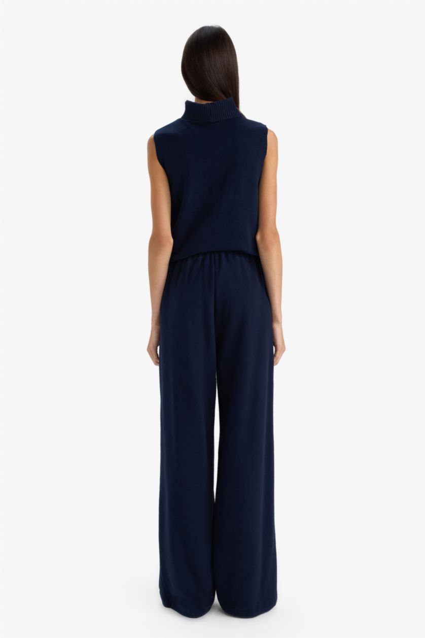 نساء كحلي بنطرون وايد ليج