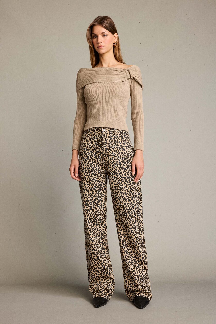 Siyah Kad n 100 Pamuk Leopar Desenli Geni Pa a Pantolon 3358142 DeFacto