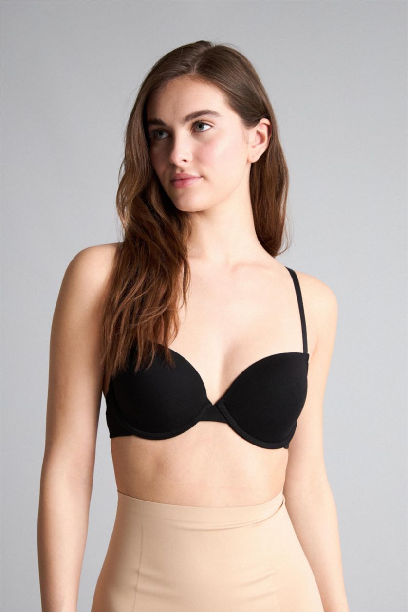 حريمي أسود حمالة صدر برا تيشيرت مبطن - قطعتين