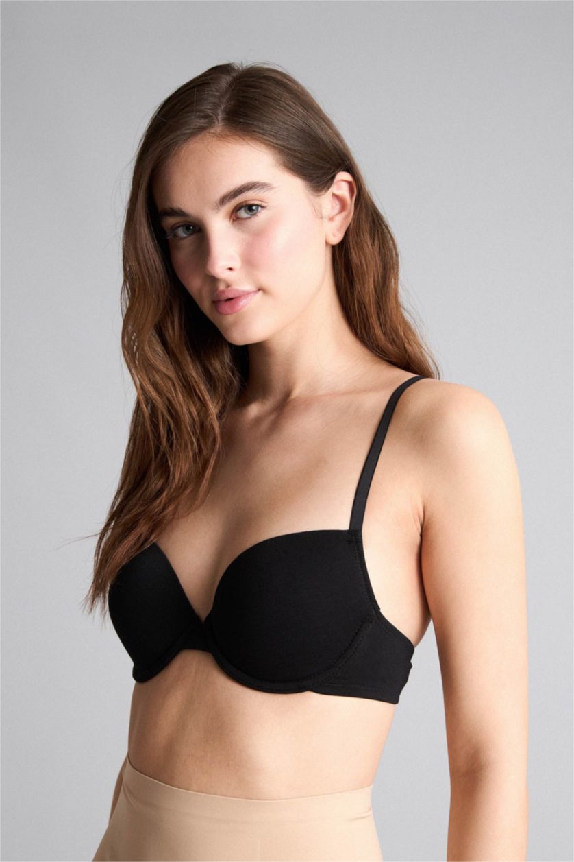 حريمي أسود حمالة صدر برا تيشيرت مبطن - قطعتين