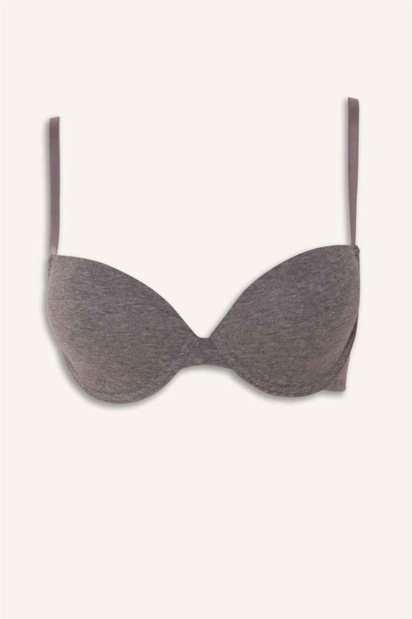 Kadın Bordo Pamuklu Kaplı Pedli Balenli 2'li Tişört Bra