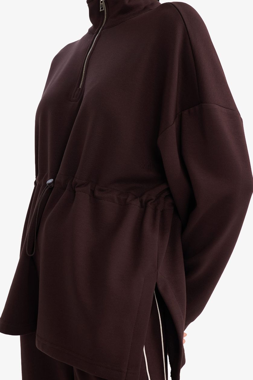 نساء بني سويت شيرت قصة طويلة برقبة عالية