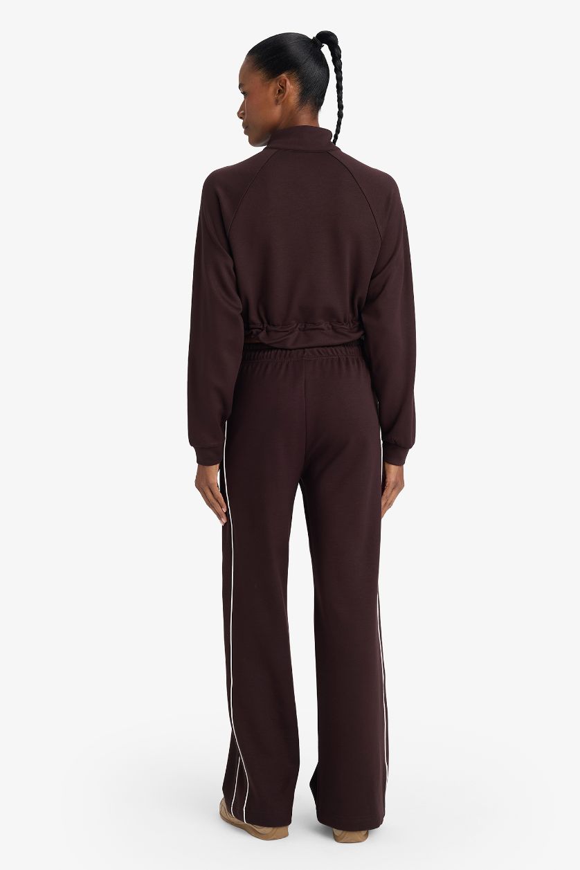 نساء بني سروال نسيج مشروط واسع بجيب