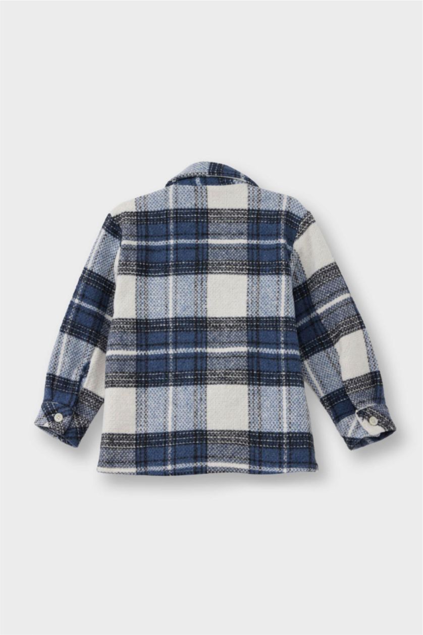 Erkek Bebek İndigo Kareli Flanel Uzun Kollu Gömlek Erkek Bebek
