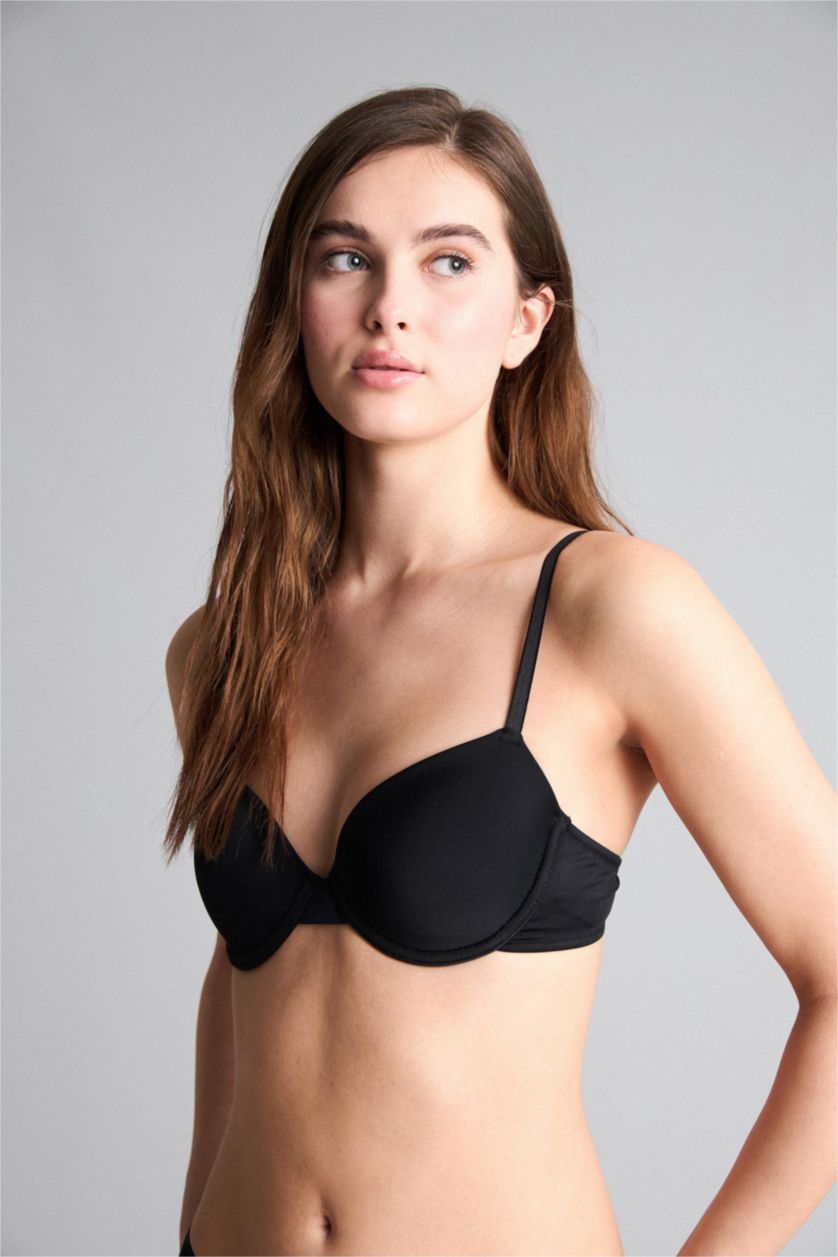 Kadın Siyah Kaplı Pedli Tişört Bra