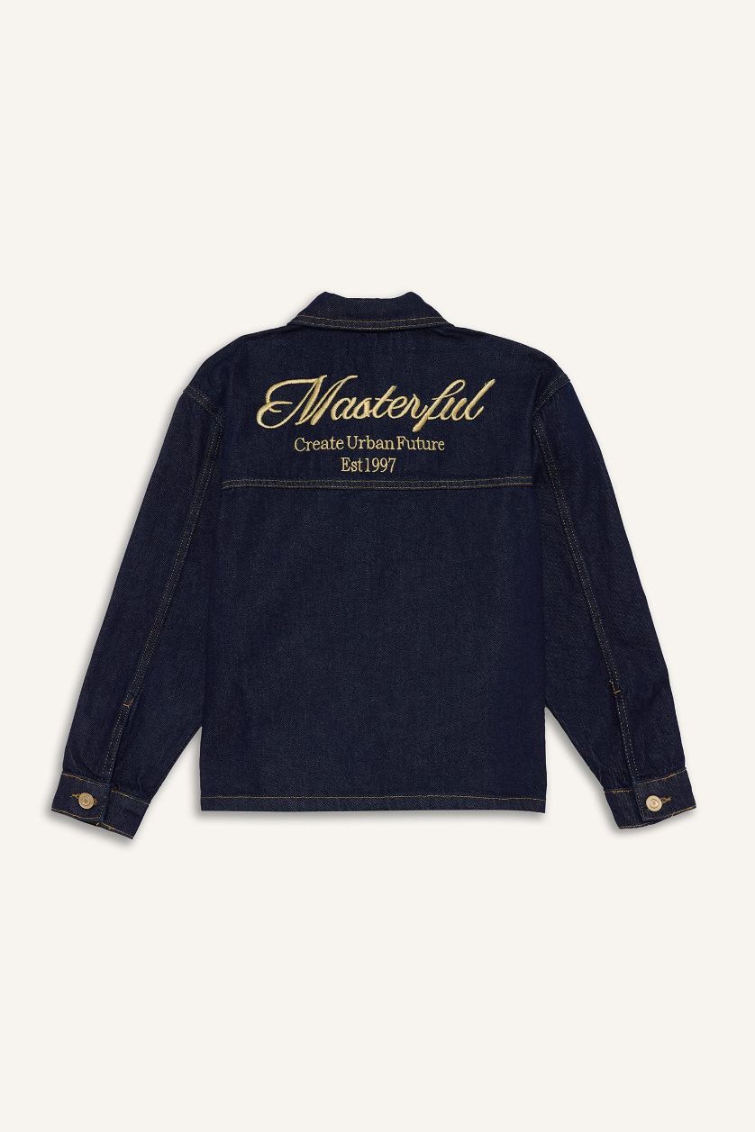 أولادي أزرق غامق جاكيت جينز اولادي بأزرار