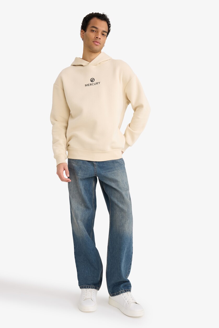 Erkek Taş Boxy Fıt Sweatshirt