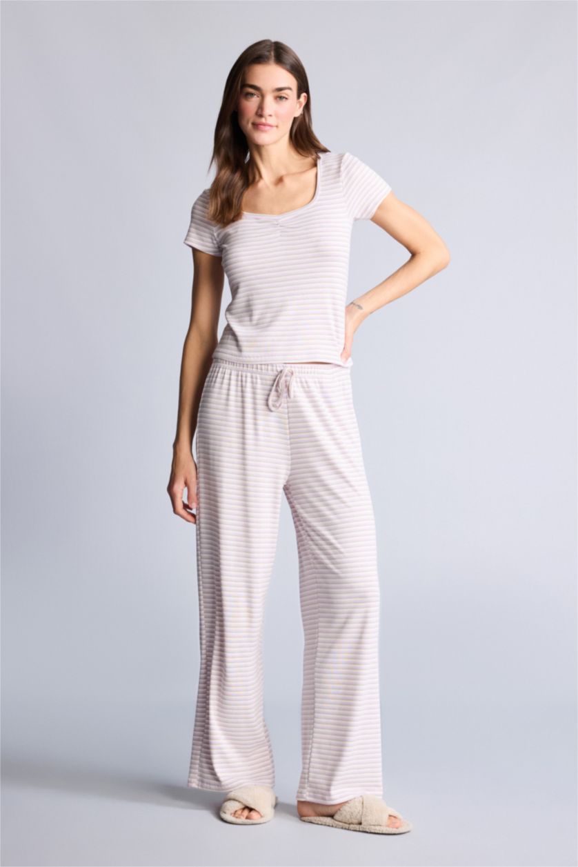 Kadın Pembe Regular Fıt Uzun Kollu 2'li Ribana Takım