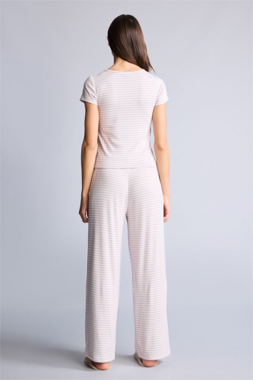 Kadın Pembe Regular Fıt Uzun Kollu 2'li Ribana Takım