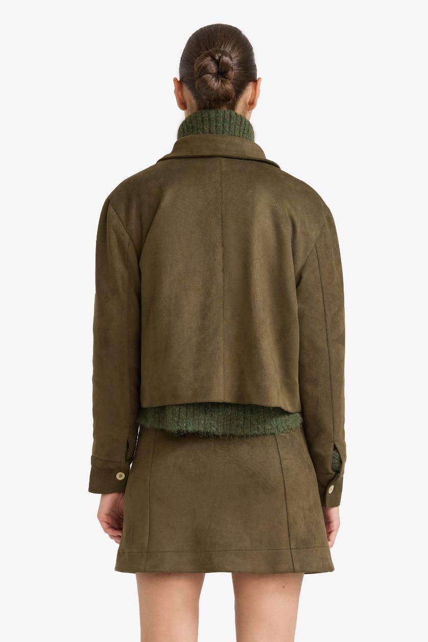 حريمي كاكي بليزر شمواه بياقة قميص بأزرار