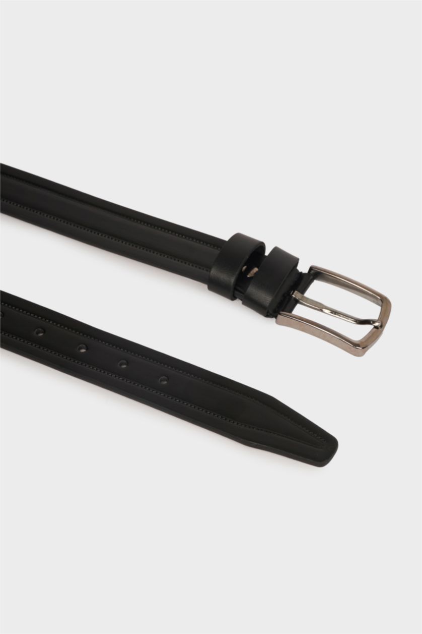 Erkek Siyah Erkek Dikdörtgen Toka Suni Deri Klasik Kemer