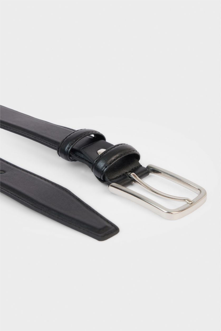 Erkek Siyah Erkek Dikdörtgen Toka Suni Deri Klasik Kemer