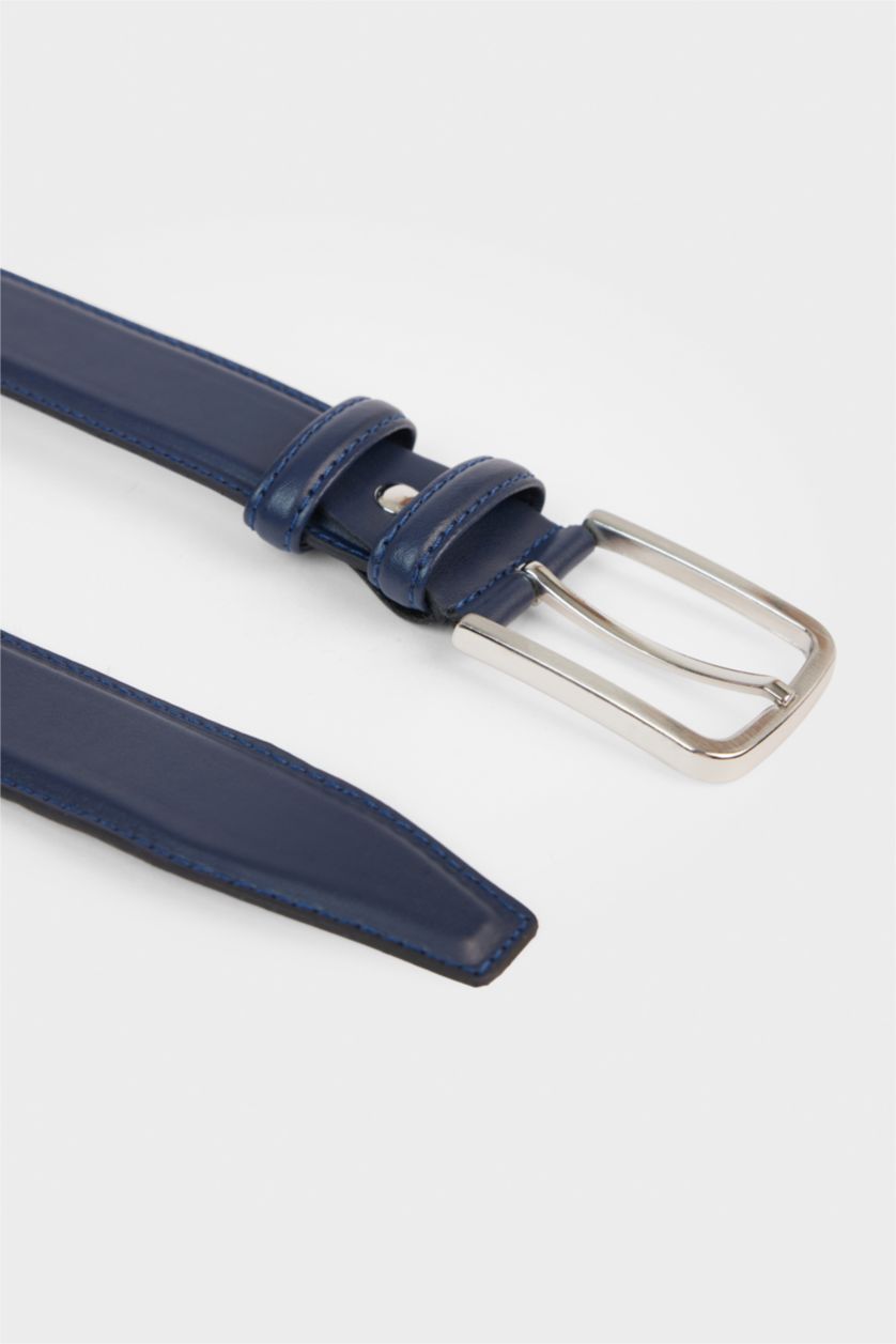 Erkek Lacivert Erkek Dikdörtgen Toka Suni Deri Klasik Kemer