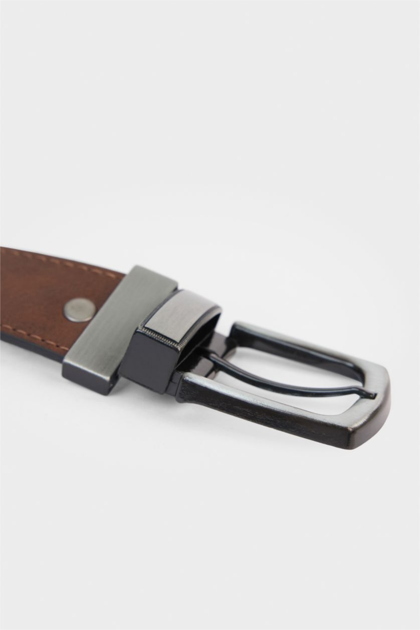 Erkek Karma Erkek Çift Taraflı Toka Suni Deri Günlük Kemer