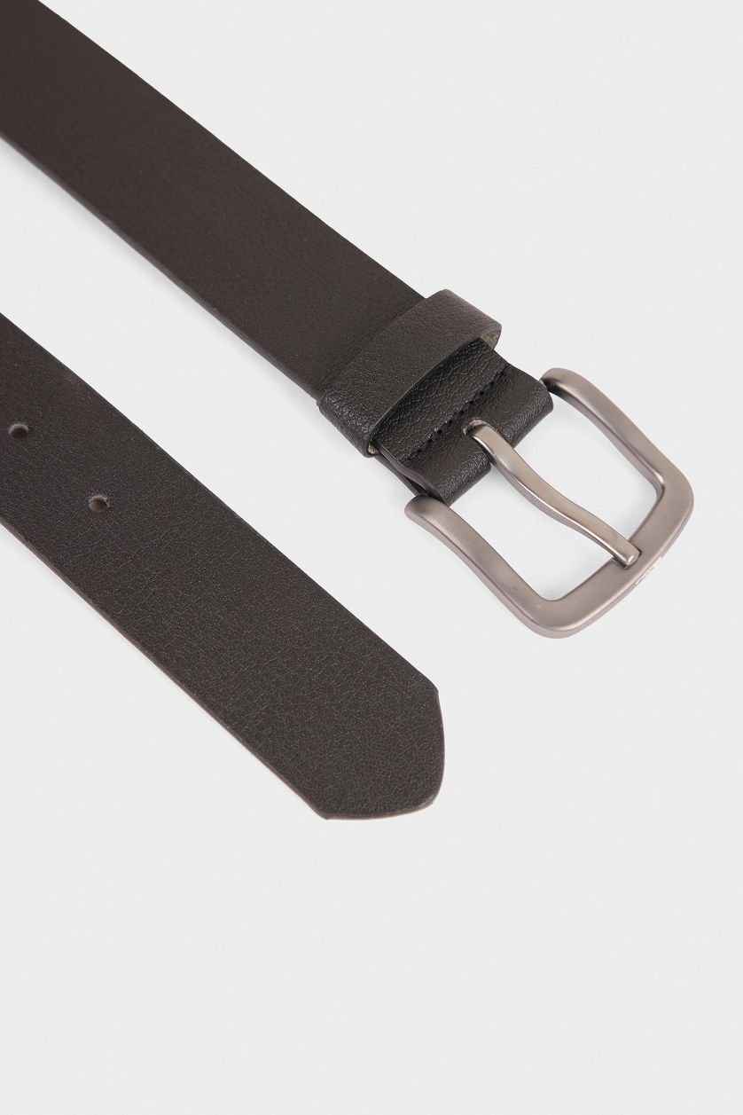 Erkek Siyah Erkek Dikdörtgen Toka Suni Deri Günlük Kemer