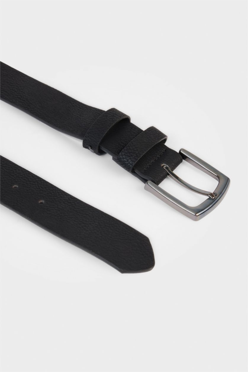 Erkek Siyah Erkek Dikdörtgen Toka Suni Deri Günlük Kemer