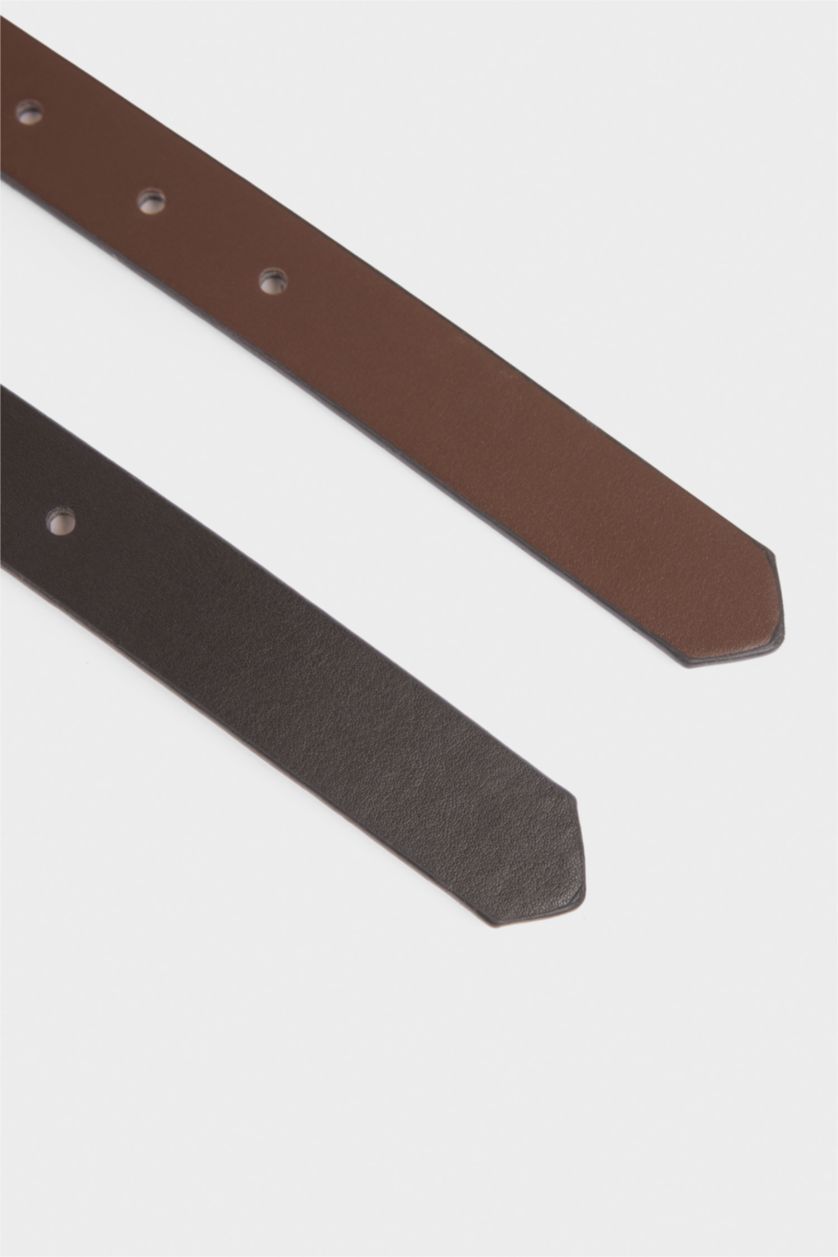 Erkek Karma Erkek Dikdörtgen Toka Suni Deri 2'li Klasik Kemer