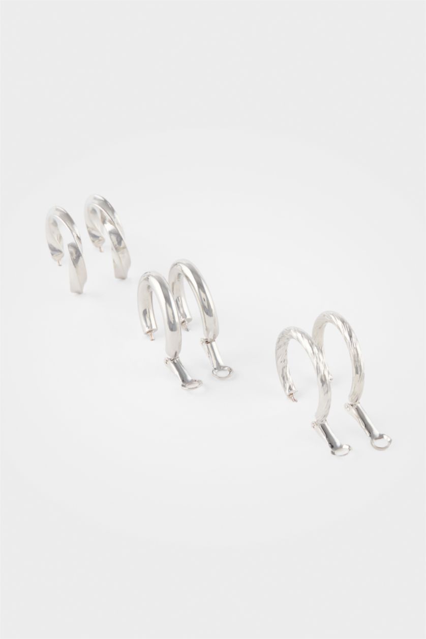 Kadın Gümüş Kadın 3'lü Küpe