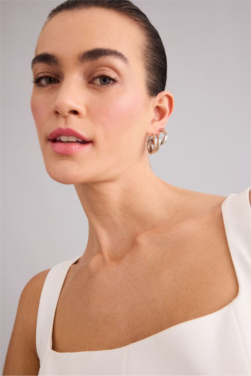 Women Gümüş 3 piece Earring