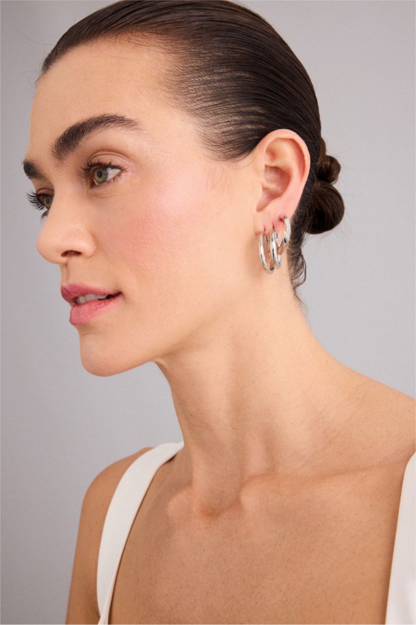 Women Gümüş 3 piece Earring