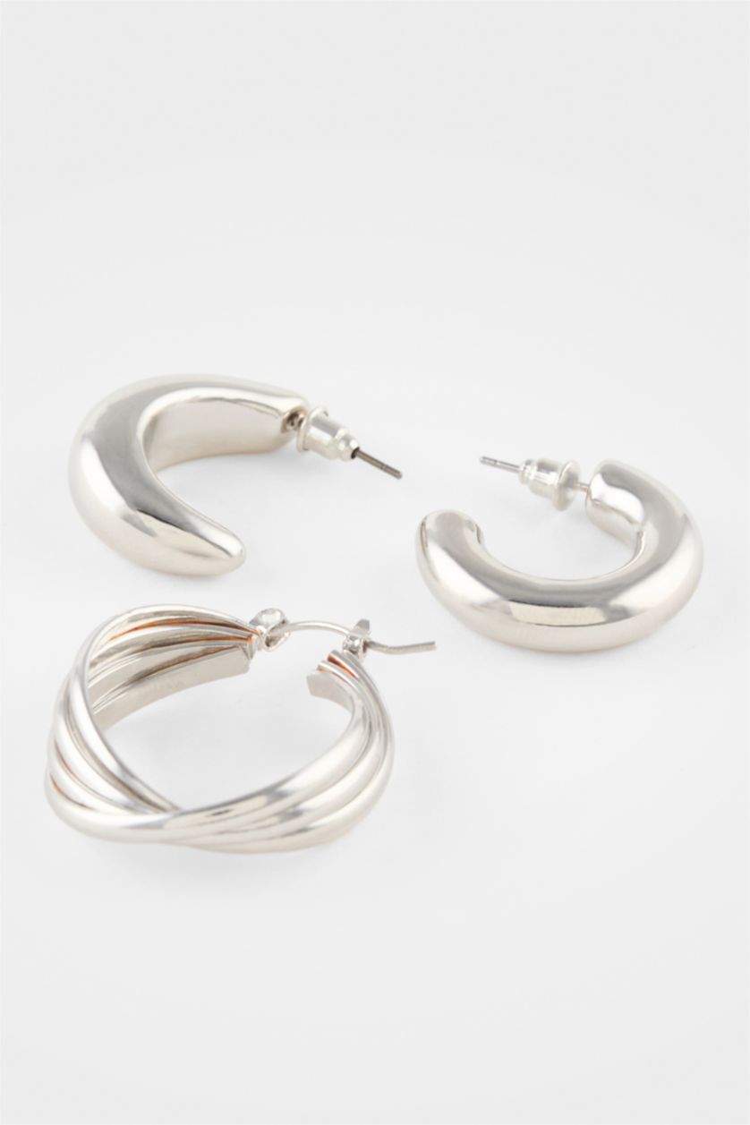 Kadın Gümüş Kadın 3'lü Küpe