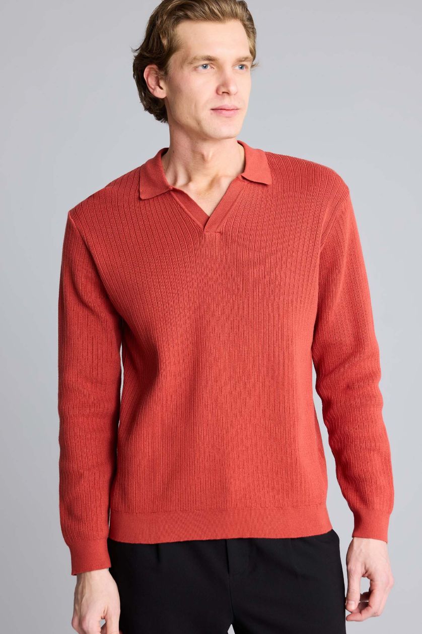 MAN Dark Orange Standard Fit Cotton Pullover