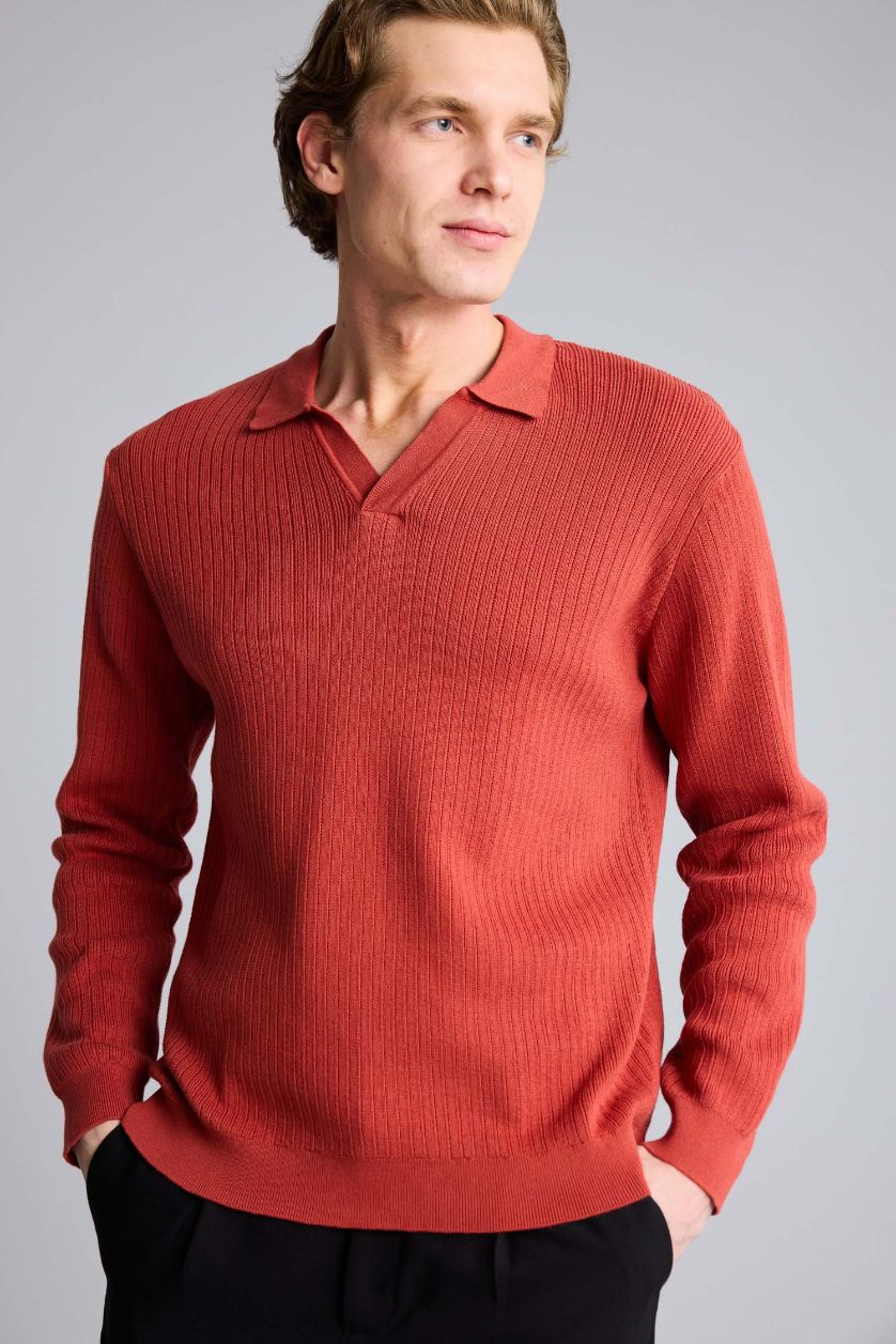 MAN Dark Orange Standard Fit Cotton Pullover